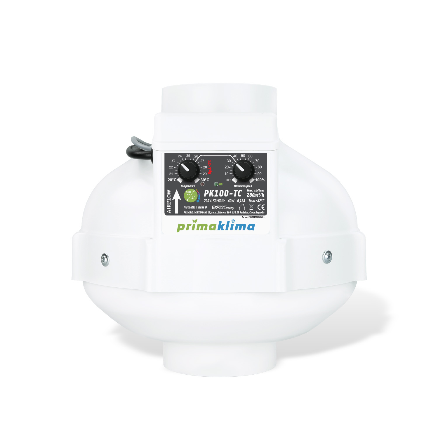 Ventilator PK100 TEMP CTRL 280m3/h Prima klima