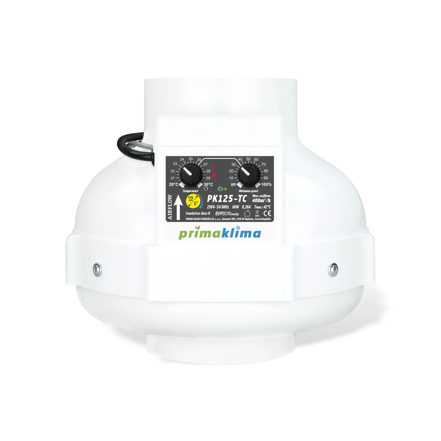 Ventilator PK125 TEMP-CTRL 420m3/h Prima Klima