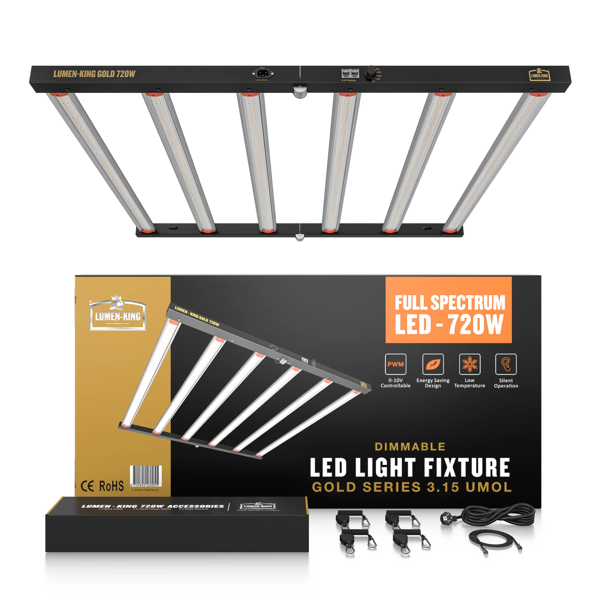 Lumen-King Gold Series LED Grow Light 720W 3,15 µmol/J